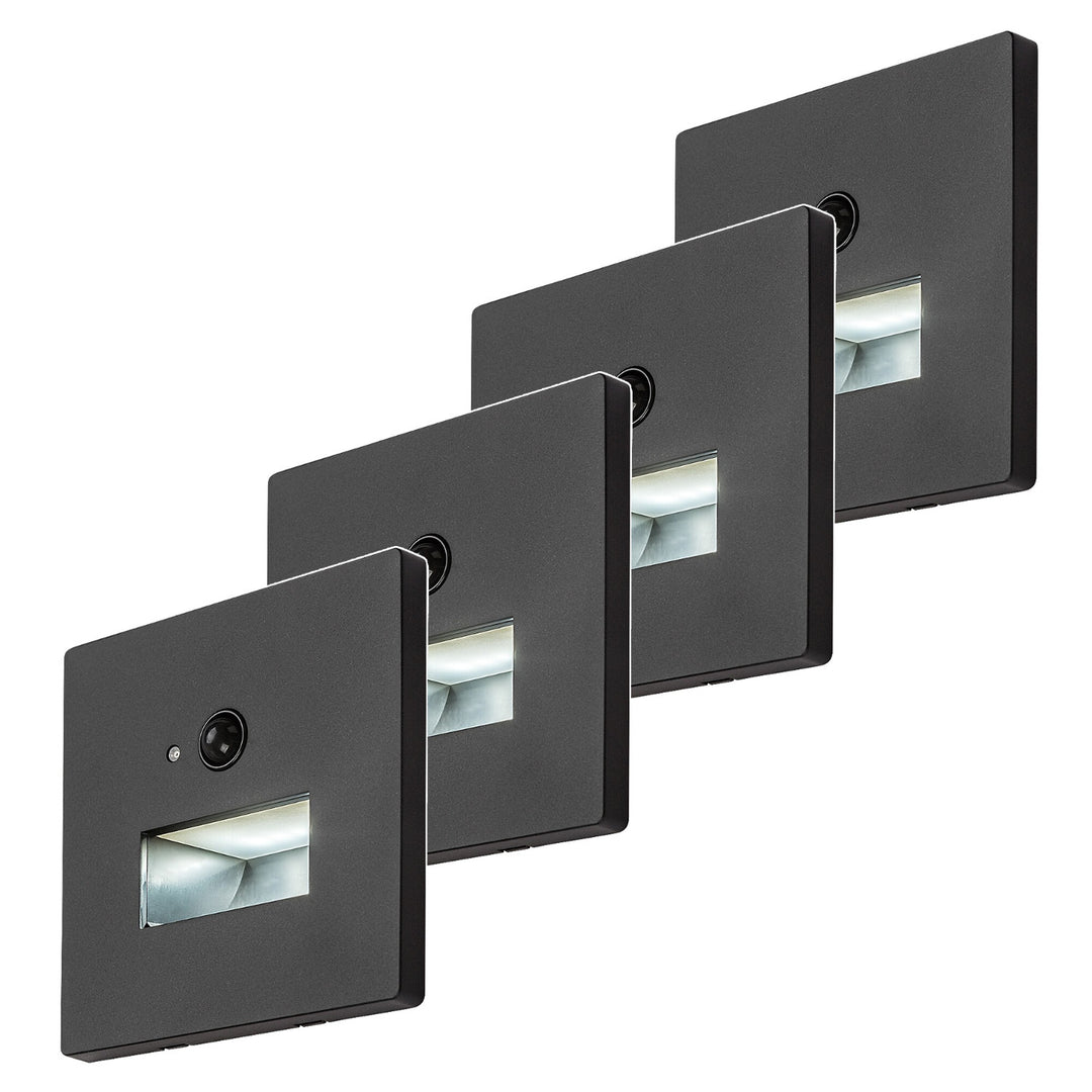Lunca LED-lampa 1 W IP20 svart 3000, 4500, 6500 K rörelsesensor, ljussensor, 77197, 4 stycken