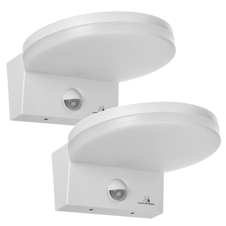 Maclean LED-lampa med rörelsesensor, PIR-sensor, vit, 15 W, IP65, 1560 lm, neutralvit färg (4000 K) MCE344 W, 2 st