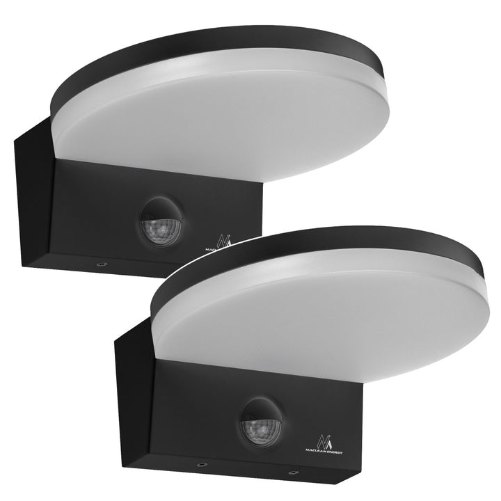 Maclean LED-lampa med rörelsesensor, PIR-sensor, svart, 15 W, IP65, 1560 lm, neutralvit färg (4000 K) MCE344 B, 2 st