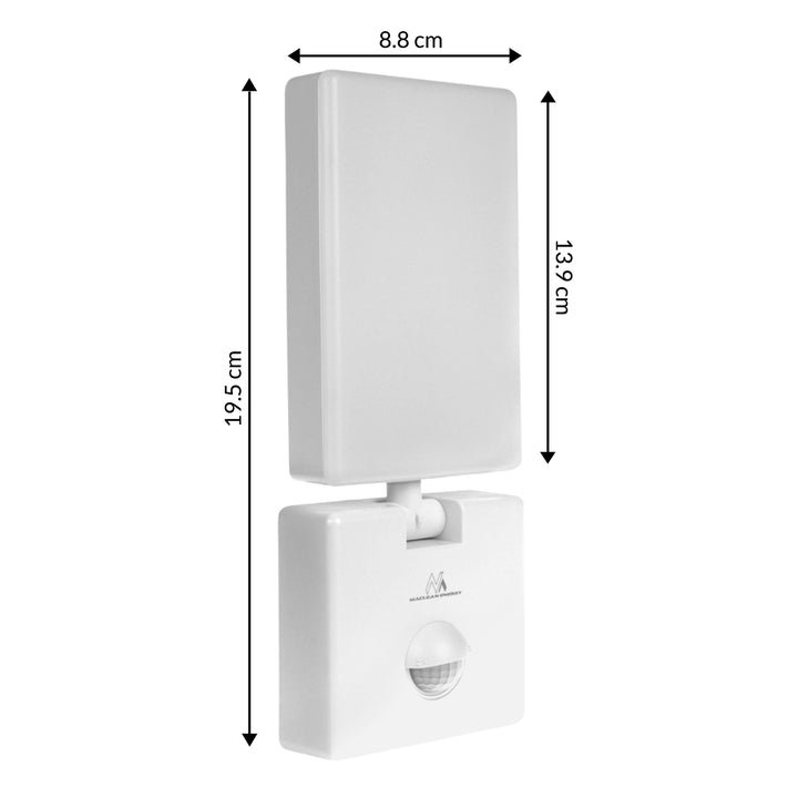 Maclean LED-lampa med rörelsesensor, PIR-sensor, vit, 10 W, IP65, 800 lm, neutralvit färg (4000 K) MCE516 W, 2 st