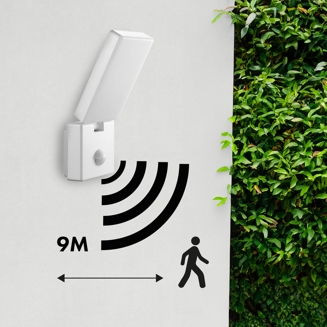 Maclean LED-lampa med rörelsesensor, PIR-sensor, vit, 10 W, IP65, 800 lm, neutralvit färg (4000 K) MCE516 W, 2 st