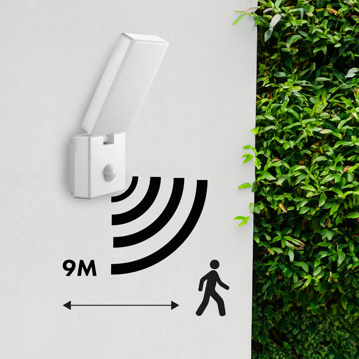 Maclean LED-lampa med rörelsesensor, PIR-sensor, vit, 10 W, IP65, 800 lm, neutralvit färg (4000 K) MCE516 W, 2 st