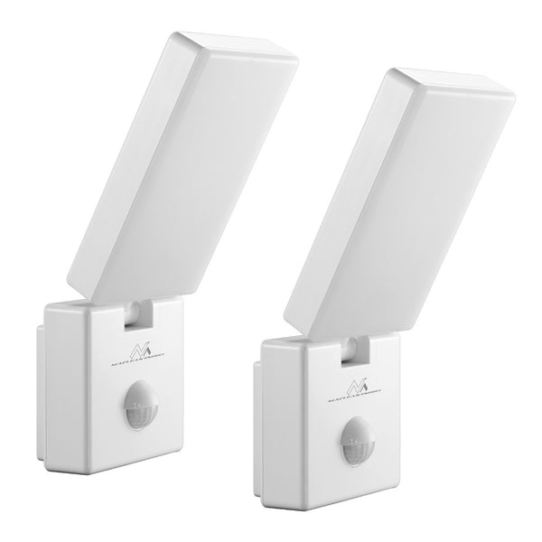 Maclean LED-lampa med rörelsesensor, PIR-sensor, vit, 10 W, IP65, 800 lm, neutralvit färg (4000 K) MCE516 W, 2 st