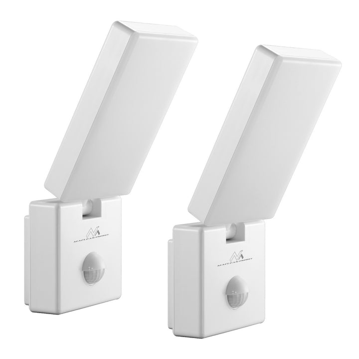 Maclean LED-lampa med rörelsesensor, PIR-sensor, vit, 10 W, IP65, 800 lm, neutralvit färg (4000 K) MCE516 W, 2 st