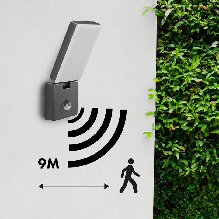 Maclean LED-lampa med rörelsesensor, PIR-sensor, grå, 10 W, IP65, 800 lm, neutralvit färg (4000 K) MCE516 GR, 2 stycken