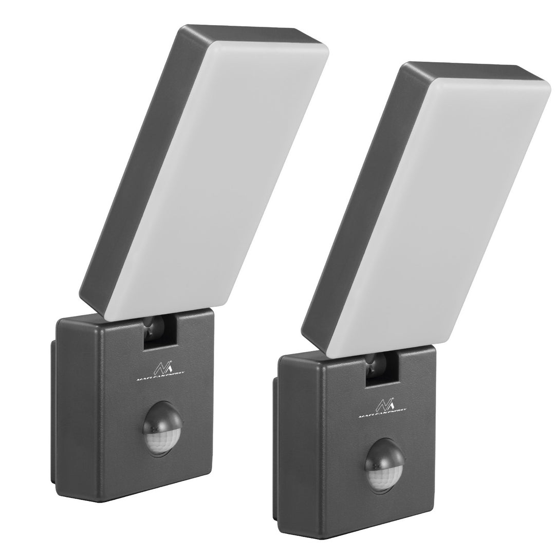 Maclean LED-lampa med rörelsesensor, PIR-sensor, grå, 10 W, IP65, 800 lm, neutralvit färg (4000 K) MCE516 GR, 2 stycken