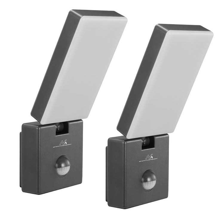 Maclean LED-lampa med rörelsesensor, PIR-sensor, grå, 10 W, IP65, 800 lm, neutralvit färg (4000 K) MCE516 GR, 2 stycken