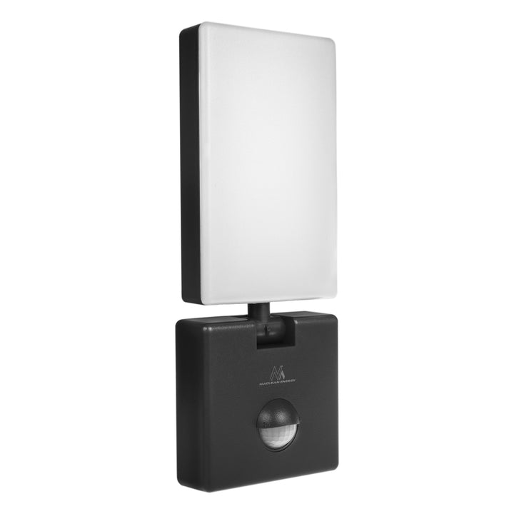 Maclean LED-lampa med rörelsesensor, PIR-sensor, svart, 10 W, IP65, 800 lm, neutralvit färg (4000 K) MCE516 B, 2 stycken