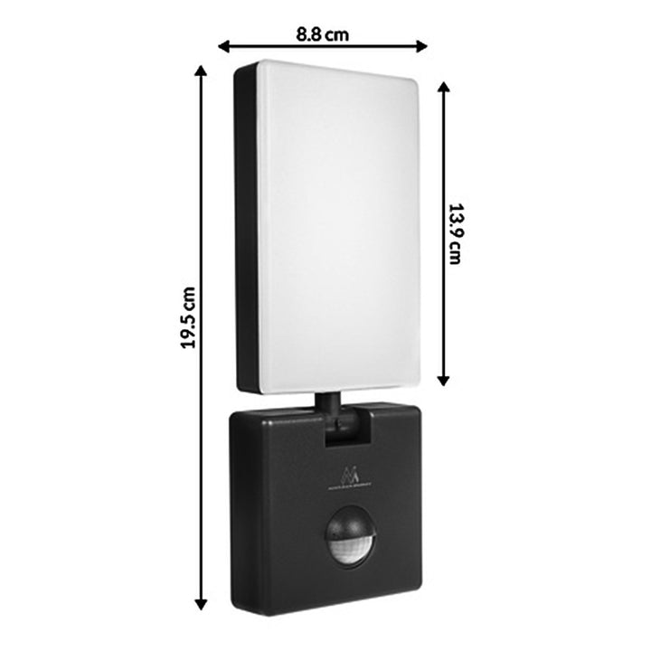 Maclean LED-lampa med rörelsesensor, PIR-sensor, svart, 10 W, IP65, 800 lm, neutralvit färg (4000 K) MCE516 B, 2 stycken