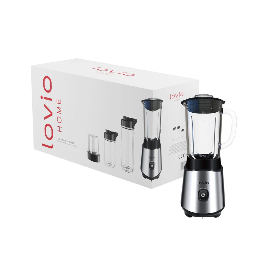 LOVIO LVJBL001 mixer med behållare, effekt 500 W, glasbehållare på 600 ml, 3 flaskor