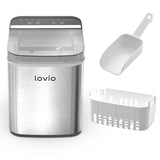 Lovio Crystal Ice Plus ismaskin för hemmabruk, i stål, silverfärgad, snabb isproduktion