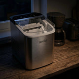 Lovio Crystal Ice Plus ismaskin för hemmabruk, i stål, silverfärgad, snabb isproduktion