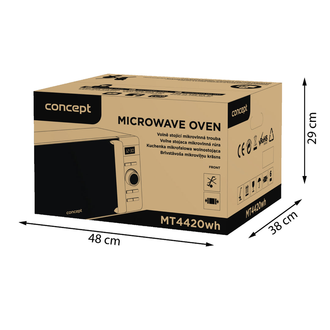 Concept mikrovågsugn, 5 effektnivåer, upptiningsfunktion, volym 20 liter, effekt 800 W, färg: vit, MT4420wh