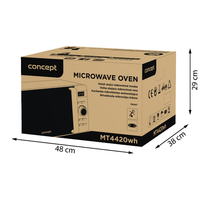 Concept mikrovågsugn, 5 effektnivåer, upptiningsfunktion, volym 20 liter, effekt 800 W, färg: vit, MT4420wh