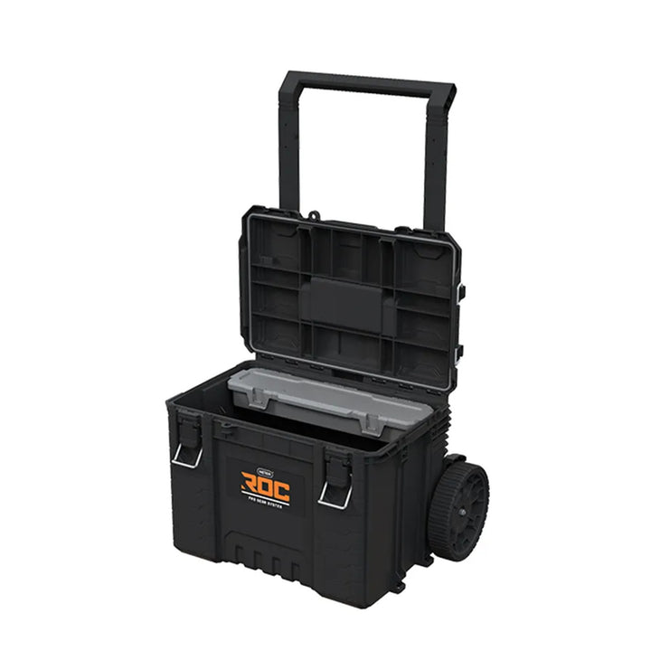 Set med 3 verktygslådor Keter ROC Pro Gear 2.0, total volym 110 liter, skyddsklass IP65, avtagbart teleskophandtag, kan låsas med hänglås, 256982