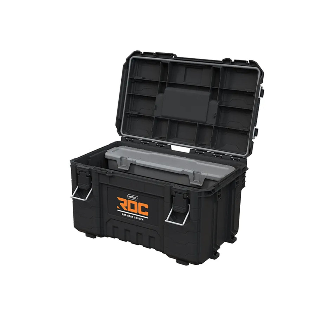 Set med 3 verktygslådor Keter ROC Pro Gear 2.0, total volym 110 liter, skyddsklass IP65, avtagbart teleskophandtag, kan låsas med hänglås, 256982