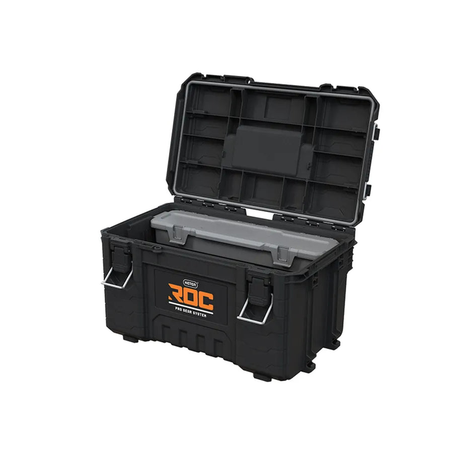 Set med 3 verktygslådor Keter ROC Pro Gear 2.0, total volym 110 liter, skyddsklass IP65, avtagbart teleskophandtag, kan låsas med hänglås, 256982