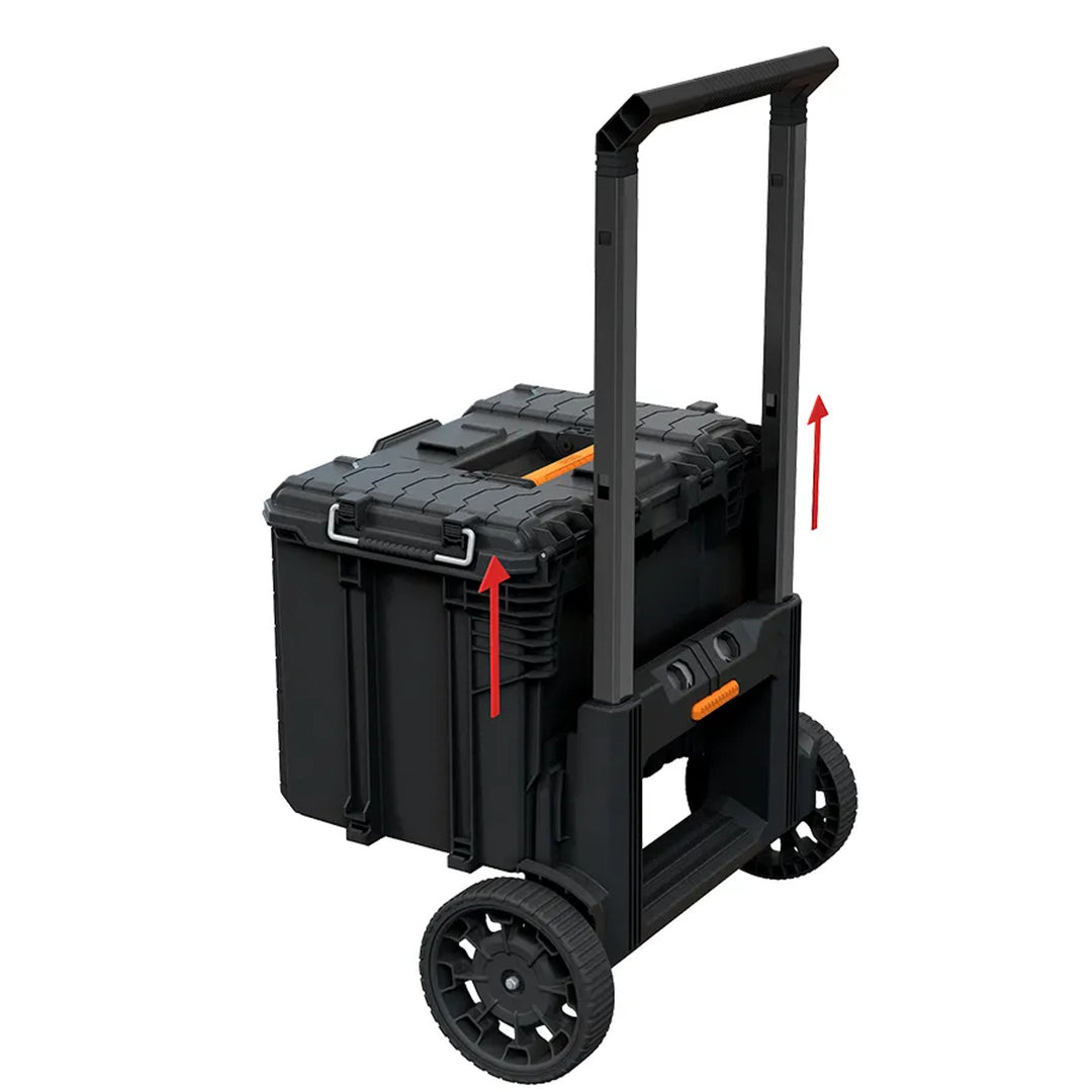 Set med 3 verktygslådor Keter ROC Pro Gear 2.0, total volym 110 liter, skyddsklass IP65, avtagbart teleskophandtag, kan låsas med hänglås, 256982