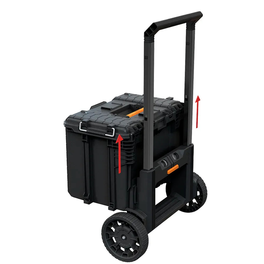 Set med 3 verktygslådor Keter ROC Pro Gear 2.0, total volym 110 liter, skyddsklass IP65, avtagbart teleskophandtag, kan låsas med hänglås, 256982