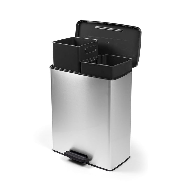 Curver-soptunna med pedal, 2 behållare à 26 liter, metalliserad, silverfärgad, 251002