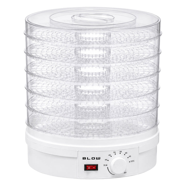 Tork för svamp, grönsaker och frukt – Blow, effekt 500 W, 6 galler ingår, temperaturreglering 35–75 °C, 44–175