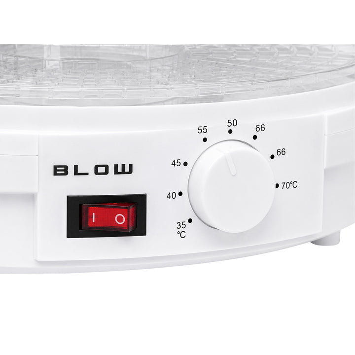Tork för svamp, grönsaker och frukt – Blow, effekt 500 W, 6 galler ingår, temperaturreglering 35–75 °C, 44–175