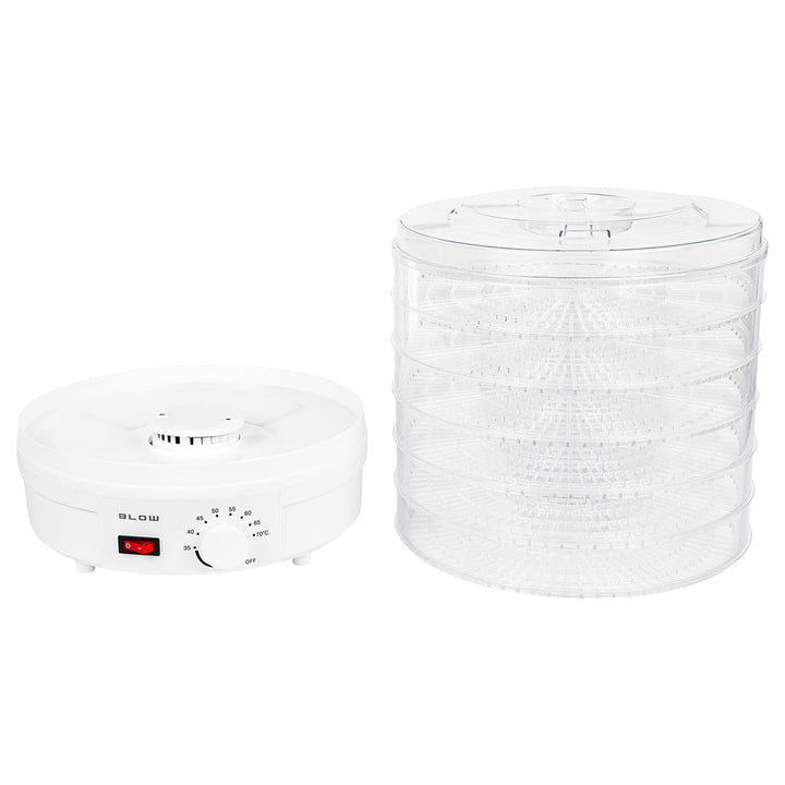 Tork för svamp, grönsaker och frukt – Blow, effekt 500 W, 6 galler ingår, temperaturreglering 35–75 °C, 44–175