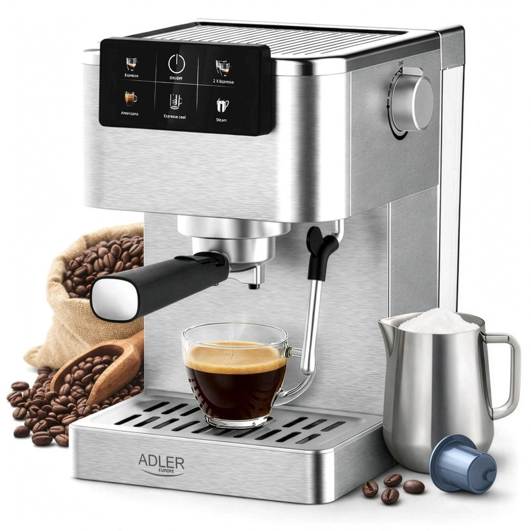 Kaffemaskin, 20 bar, Thermoblock, mjölkskummare, 5-i-1, Adler AD 4390