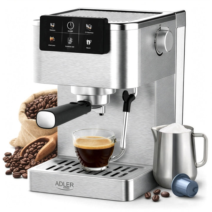 Kaffemaskin, 20 bar, Thermoblock, mjölkskummare, 5-i-1, Adler AD 4390