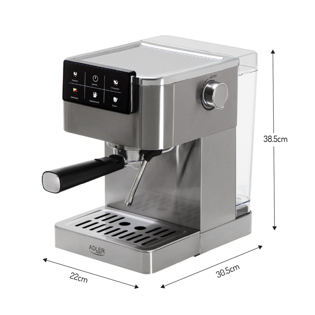 Kaffemaskin, 20 bar, Thermoblock, mjölkskummare, 5-i-1, Adler AD 4390