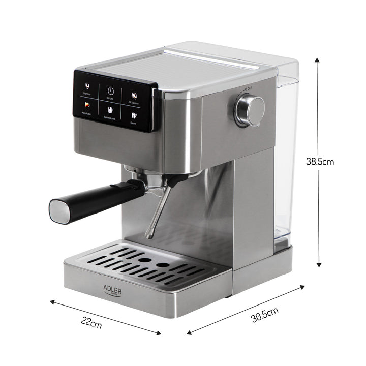 Kaffemaskin, 20 bar, Thermoblock, mjölkskummare, 5-i-1, Adler AD 4390