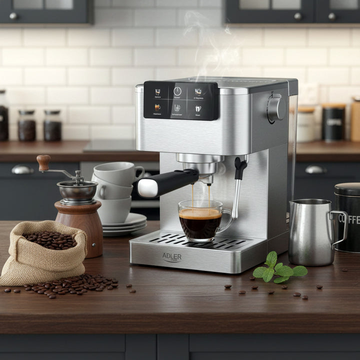 Kaffemaskin, 20 bar, Thermoblock, mjölkskummare, 5-i-1, Adler AD 4390