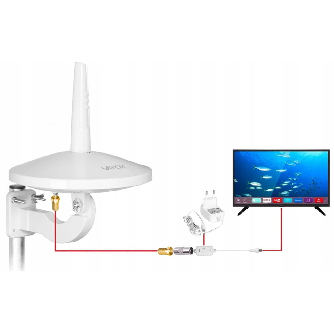DVB-T/T2 Digital720 Combo-antenn med rundstrålande mönster, vit, VA0066, Vayox