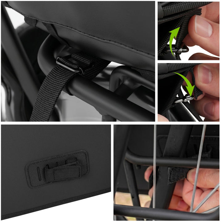 Dubbel cykelväska i PVC för pakethållare med handtag, svart, 40 liter, VA0446, Vayox