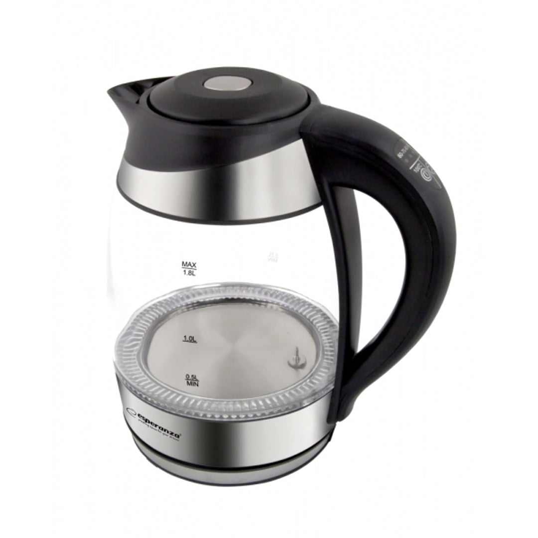 Elektrisk vattenkokare, i glas, med LED-belysning och termostat, 1,8 l, Esperanza