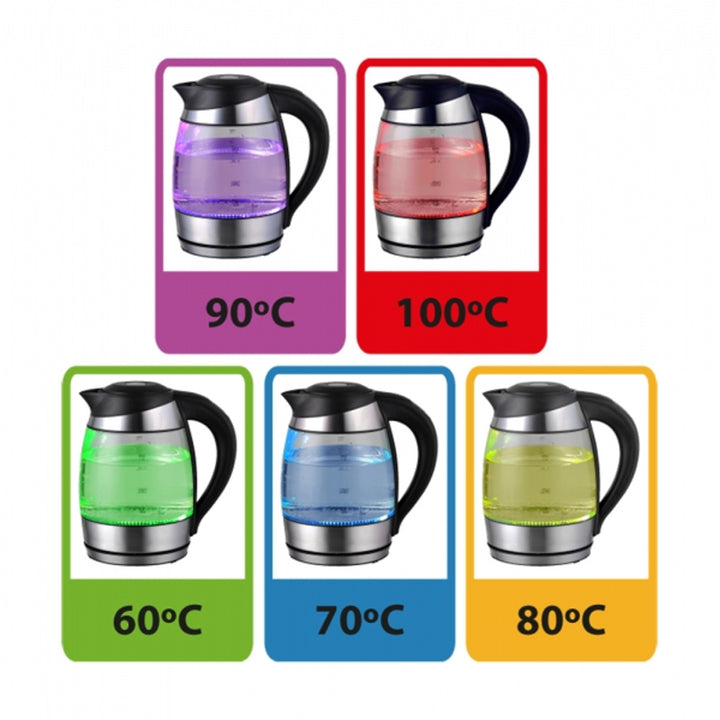 Elektrisk vattenkokare, i glas, med LED-belysning och termostat, 1,8 l, Esperanza