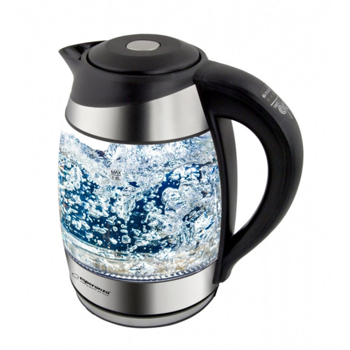 Elektrisk vattenkokare, i glas, med LED-belysning och termostat, 1,8 l, Esperanza