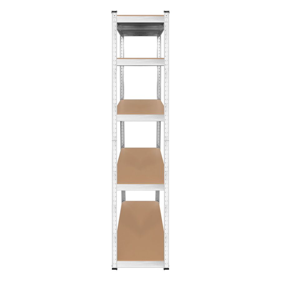 Lagerhylla i metall, 5 hyllplan, maximal belastning upp till 750 kg, 180x90x40, silverfärgad Rebel, 2 stycken