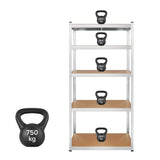 Lagerhylla i metall, 5 hyllplan, maximal belastning upp till 750 kg, 180x90x40, silverfärgad Rebel, 2 stycken