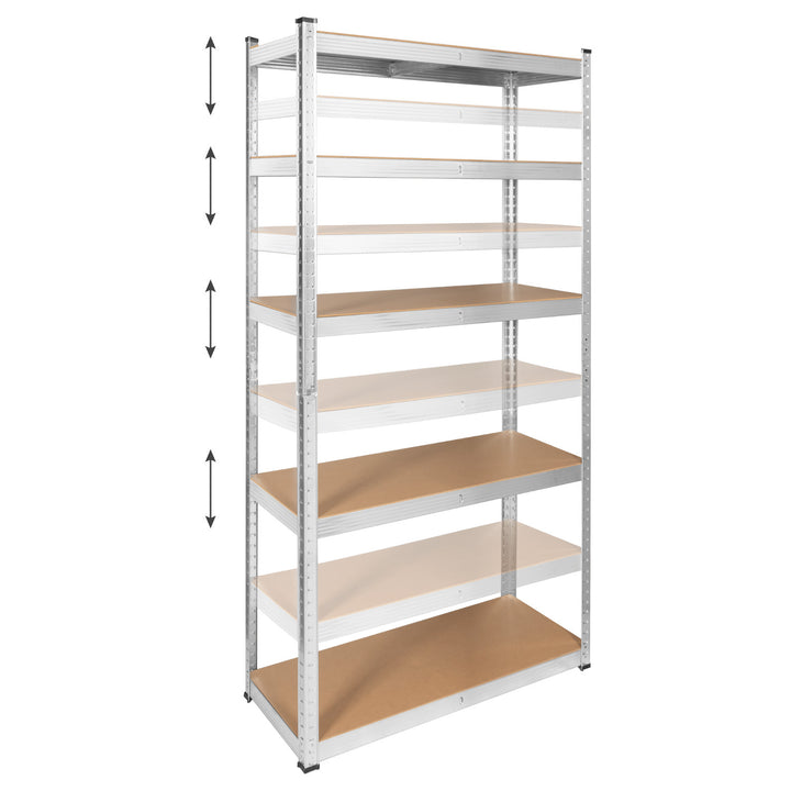 Lagerhylla i metall, 5 hyllplan, maximal belastning upp till 750 kg, 180x90x40, silverfärgad Rebel, 2 stycken