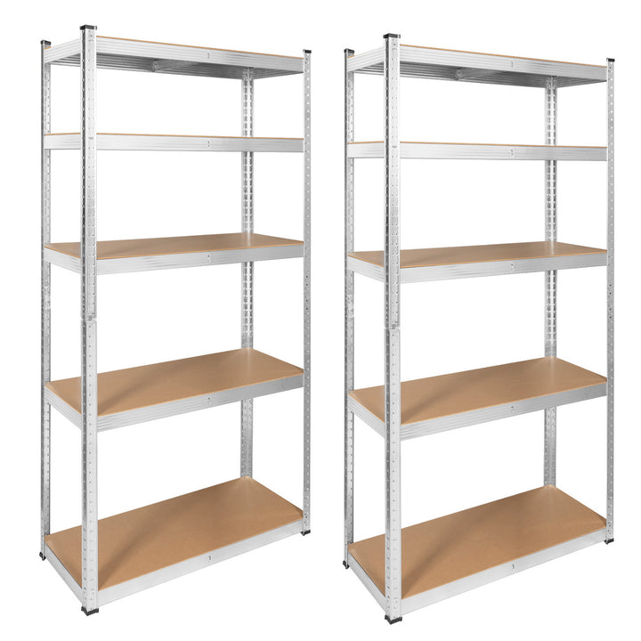 Lagerhylla i metall, 5 hyllplan, maximal belastning upp till 750 kg, 180x90x40, silverfärgad Rebel, 2 stycken