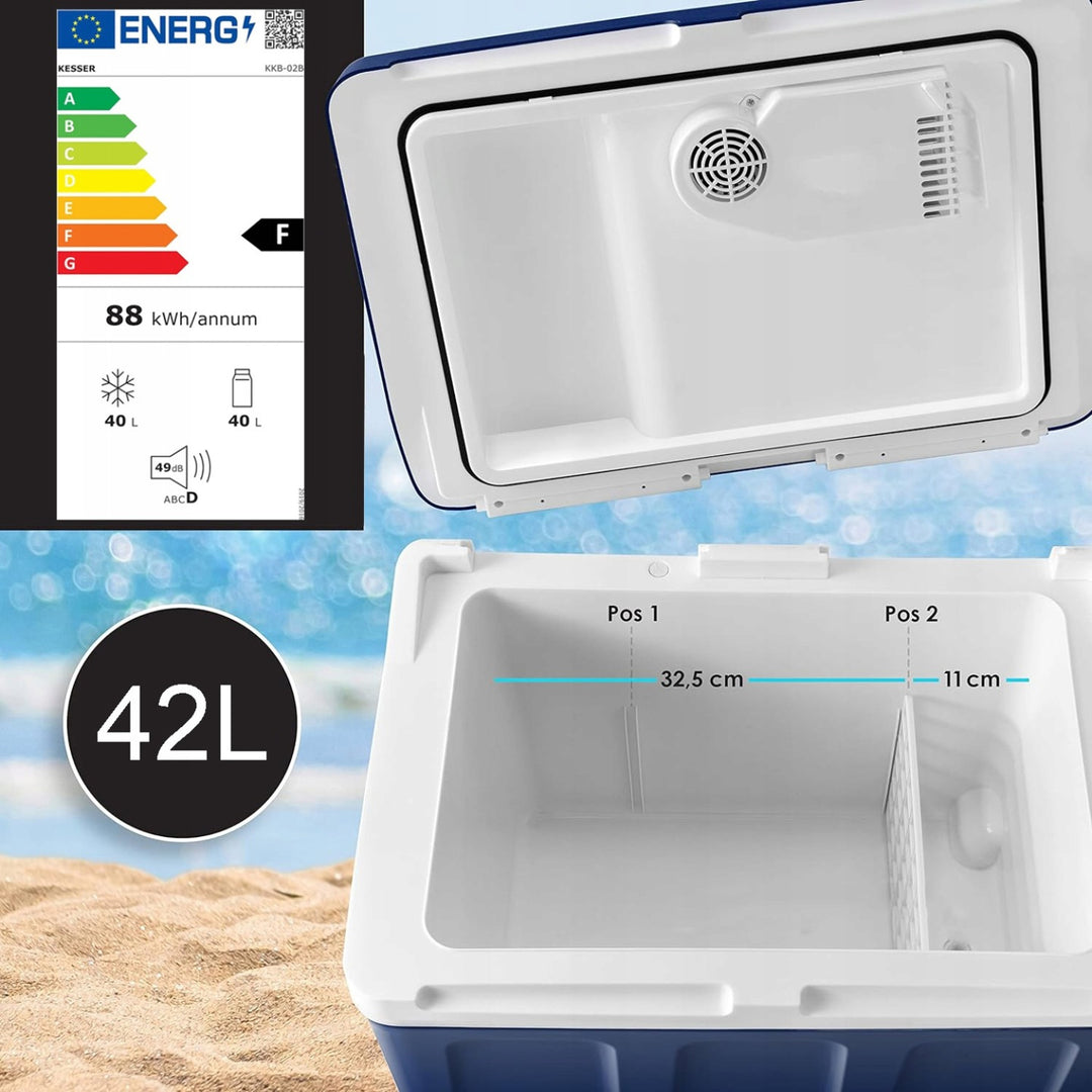 Blow-kylbox för bil, med hjul, volym 42 l, uppvärmningsläge, spänning DC 12 V och AC 100–240 V, 44–210