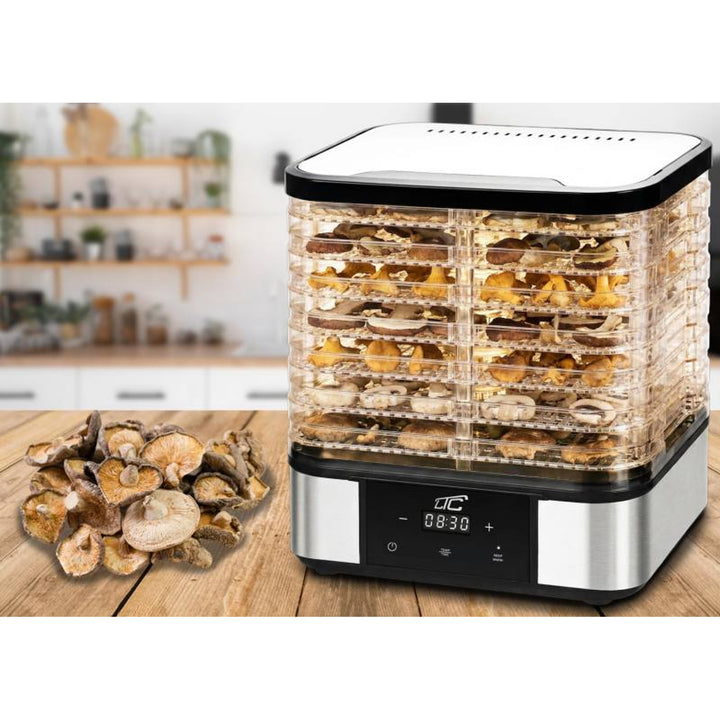 Tork för svamp, grönsaker, frukt och kött, LTC, av metall, 7 brickor, med display, pekskärm, effekt 380 W, temperaturhållningsfunktion, LXSR004