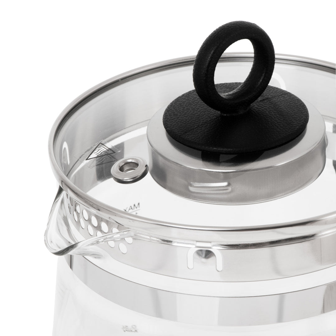 Glasvattenkokare 1,5 l med tefilter och temperaturreglering, 2200 W, LED, 60–100 °C, Adler AD 1299, svart