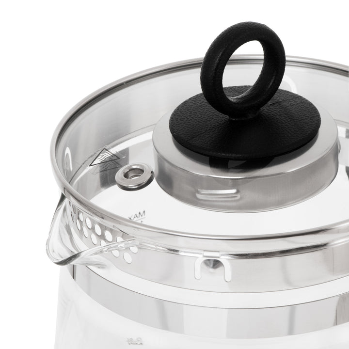 Glasvattenkokare 1,5 l med tefilter och temperaturreglering, 2200 W, LED, 60–100 °C, Adler AD 1299, svart