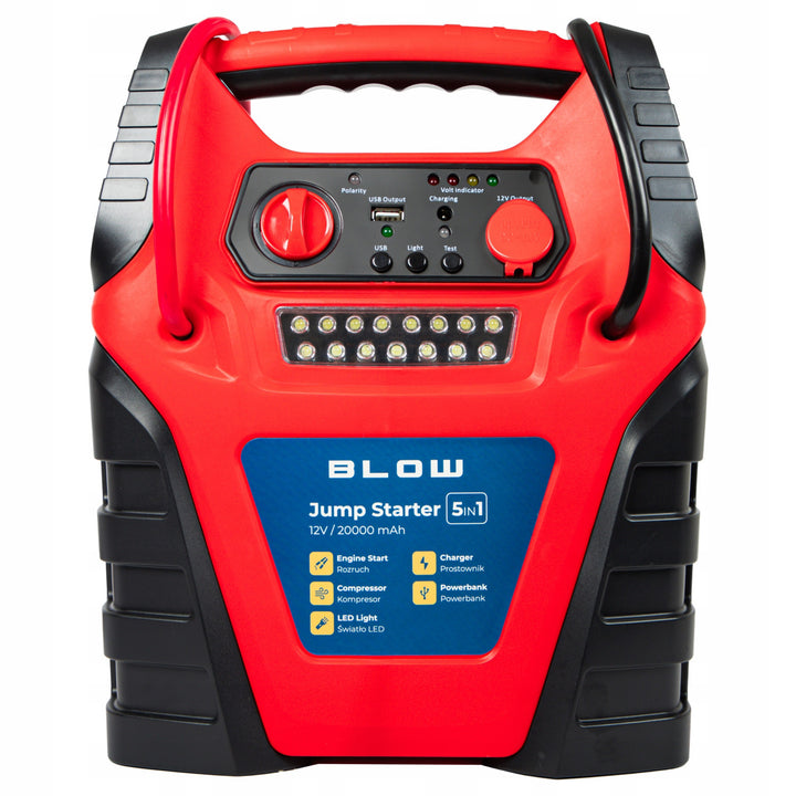 Jump Starter 5-i-1 Blow, med funktioner som kompressor, laddare och powerbank, 12 V 20 000 mAh-batteri, ström – startström 400 A, toppström 900 A, utrustad med överbelastningsskydd, 81-210#