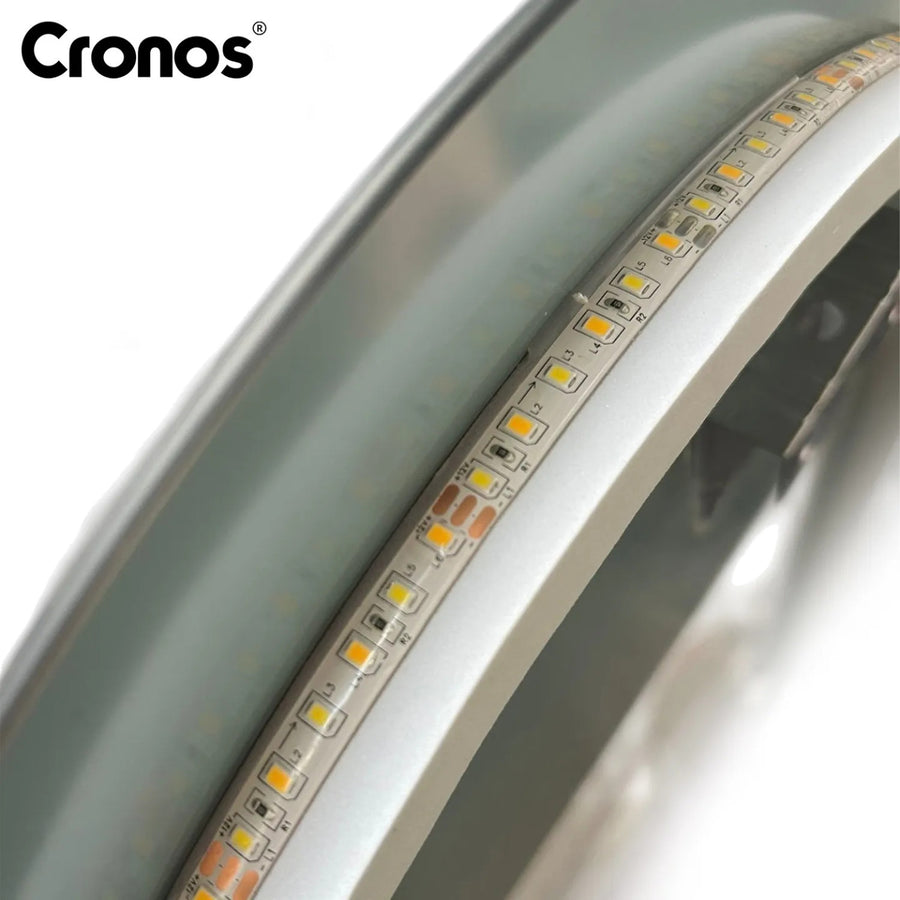 Cronos uppvärmt spegel, ovalt 50x80 cm, LED i tre färger, skyddsklass IP44, imskyddssystem