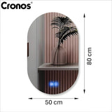 Cronos uppvärmt spegel, ovalt 50x80 cm, LED i tre färger, skyddsklass IP44, imskyddssystem