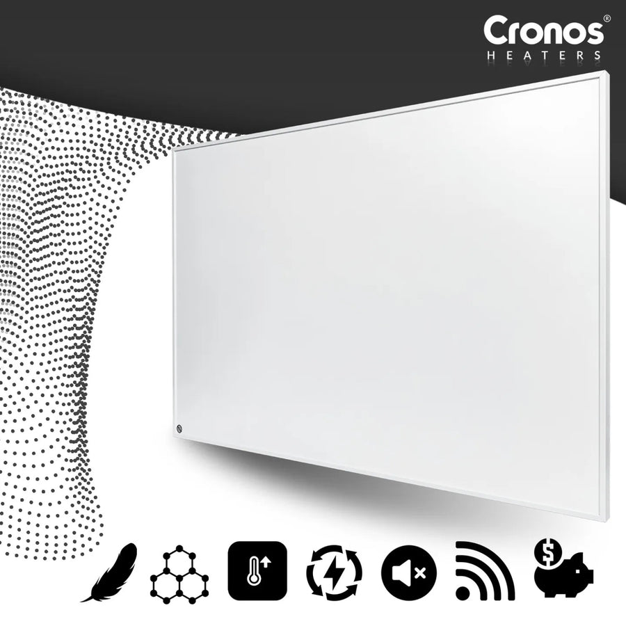 Cronos Graphene infraröd värmepanel, effekt 580 W, vit, värmer upp ett rum på upp till 16 m², fjärrkontroll, PRO CGP-580TWP