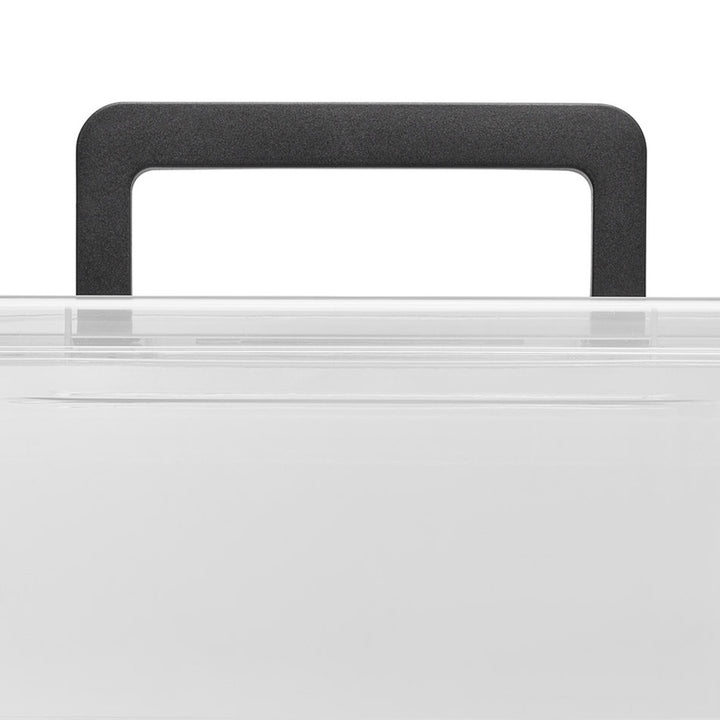 Moxom SimpleStore-behållare, volym 60 liter, genomskinlig, lock med klämmor, försedd med hjul, BPA-fri, 04-0081